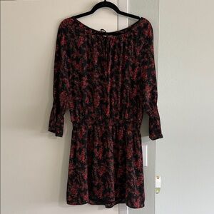 BB Dakota Black and Red Floral Long Sleeve Dress